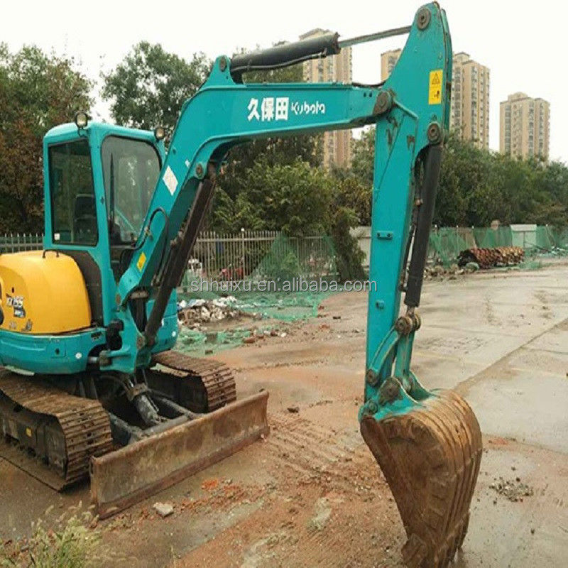 Excavateur d'occasion de qualité japonaise Kubota 155 petit 5,5 tonnes mini excavateur à rampe d'occasion avec lame et ligne de disjoncteur